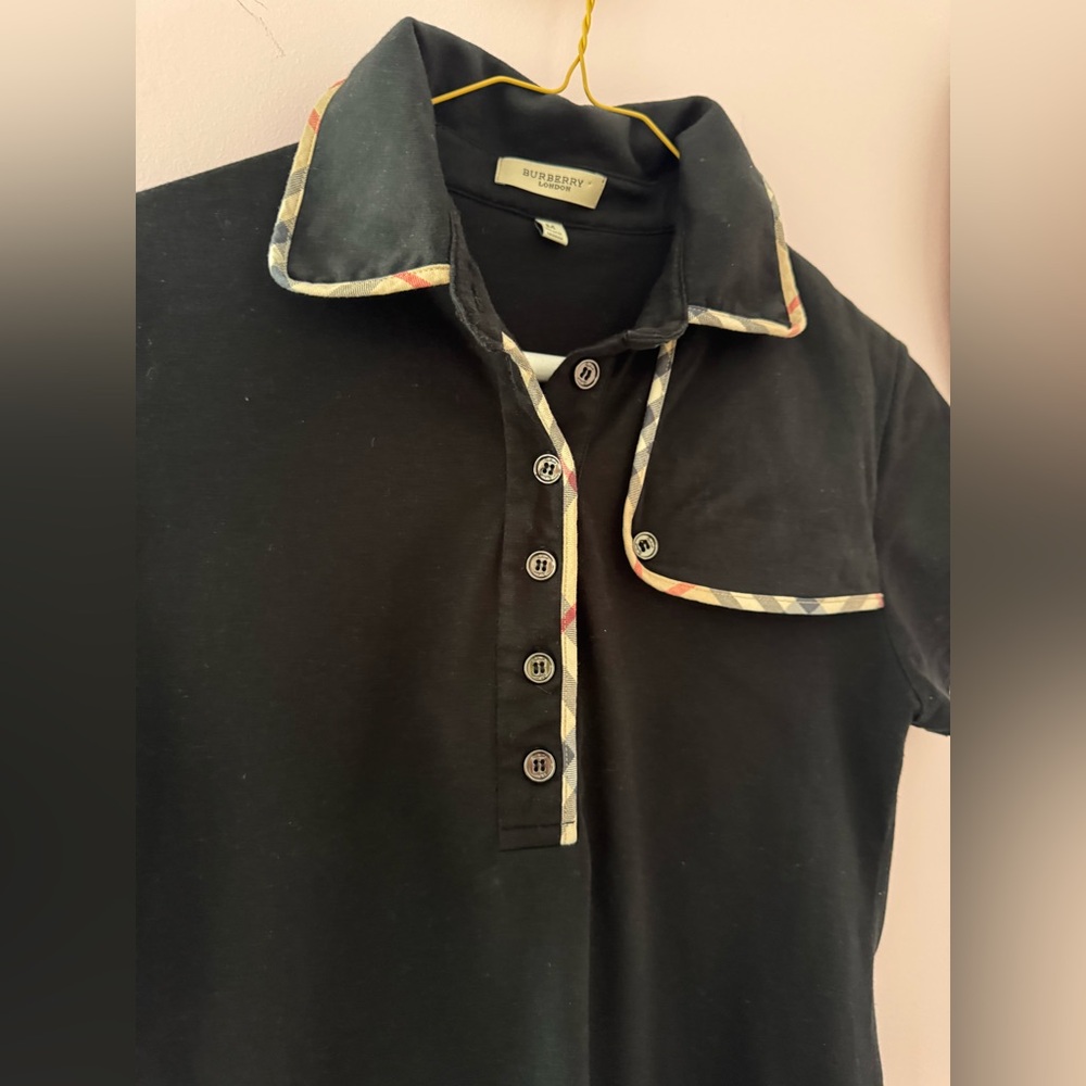Burberry London Black Classic plaid trimmed polo - Picture 4 of 12